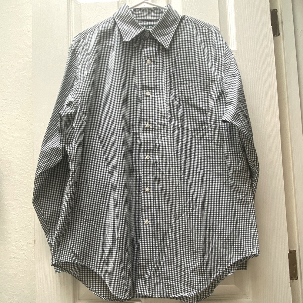 RALPH LAUREN | Cotton Button Down Classic Fit Stretch Shirt Size 16.5 34/35 - Picture 4 of 14